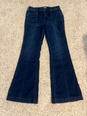 Altar'd State Dark Wash Front Seam Flare Jeans Size 29 Retro Denim